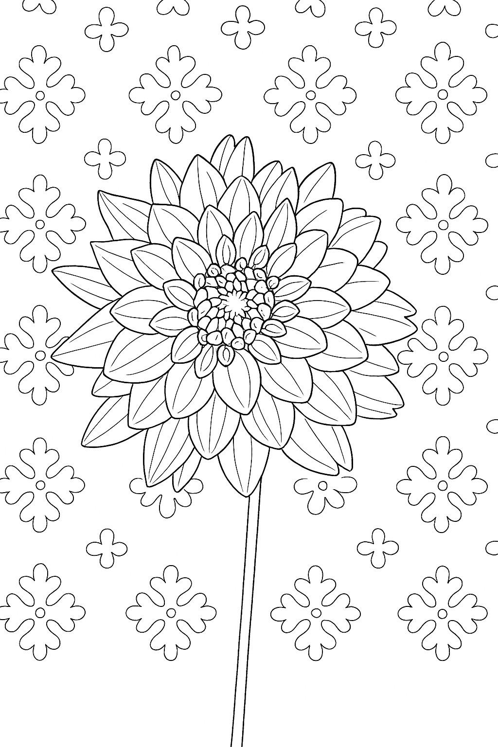 Black-and-white floral mandala printable coloring page