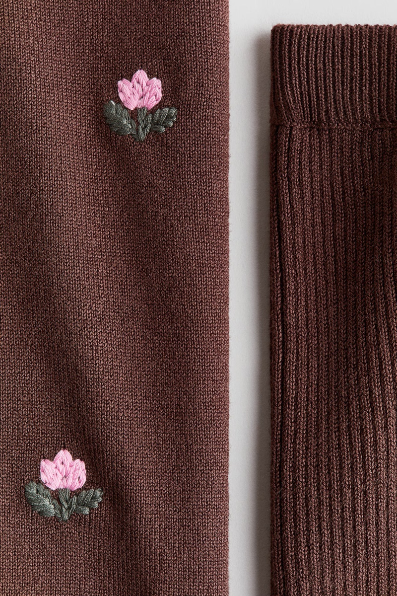 Girls Brown Knit Floral Embroidered Pants product image from the verified GPgrows LTK collection